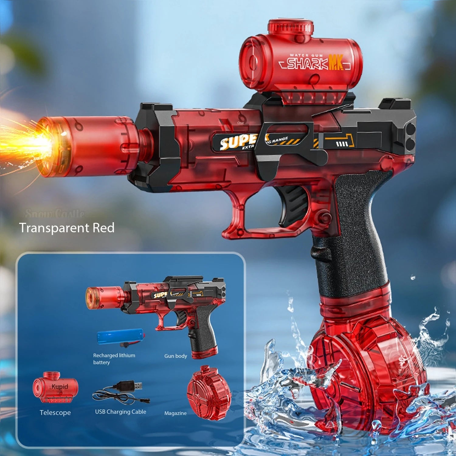 HydroShark Blaster — Pistola d'acqua elettrica potente per adulti e bambini