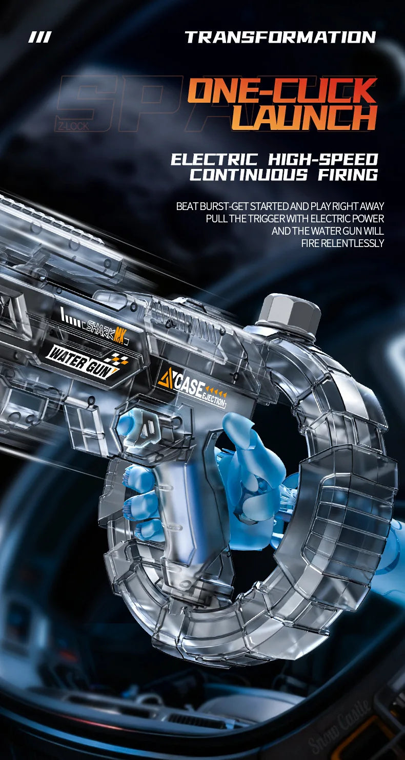 HydroShark Blaster — Pistola d'acqua elettrica potente per adulti e bambini
