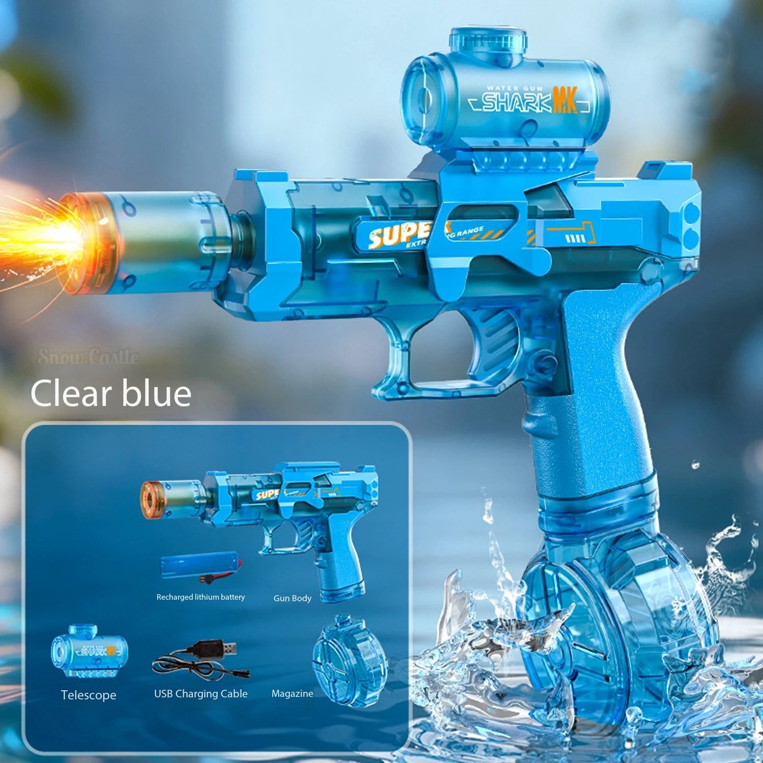 HydroShark Blaster — Pistola d'acqua elettrica potente per adulti e bambini
