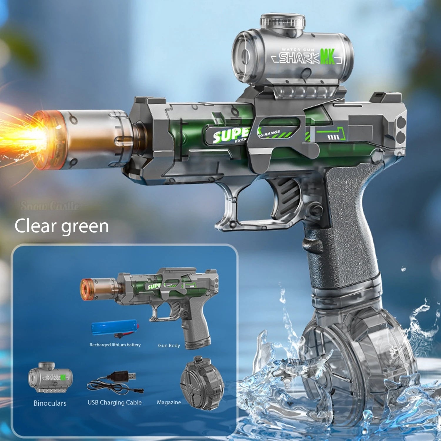 HydroShark Blaster — Pistola d'acqua elettrica potente per adulti e bambini